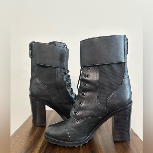 Tory Burch Broome Black Leather Lace-Up Combat Boots Size 10 EUC - Picture 6 of 11